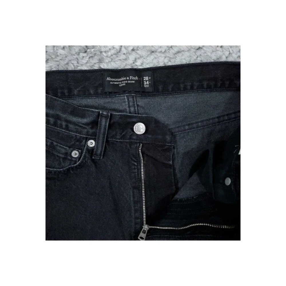 Abercrombie Men's Loose Fit Jeans Black Authentic Rigid Denim Size 28 x 34
